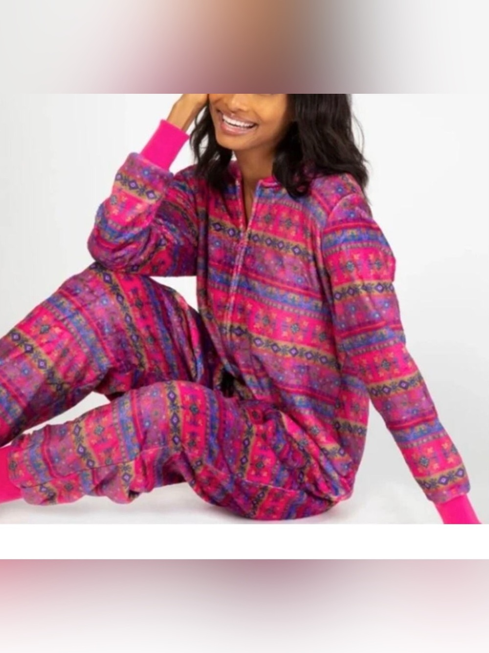 Natural Life Fleece One Piece Pajamas Pink Combo